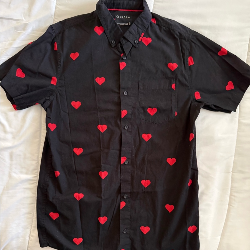 Black Shirt with Red Heart Design